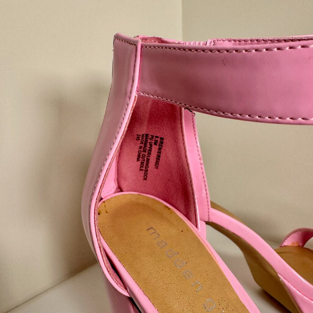 Steve Madden Pink Patent Platform Block Heel Women's 8.5 Y2K Coquette Going Out - Picture 13 of 16